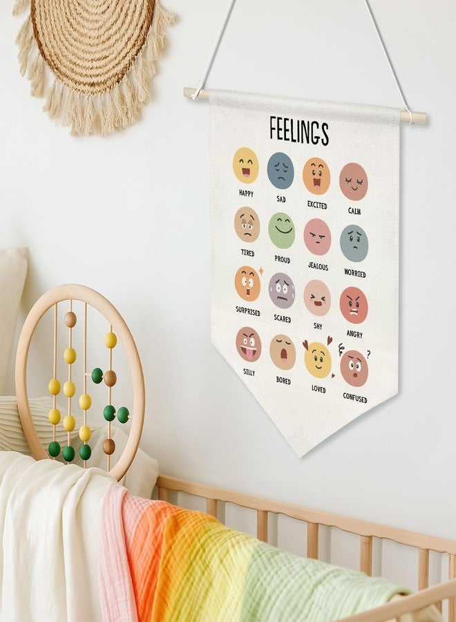 ZTGDA Feelings Chart Canvas Wall Banner,Emotion Recognition Hanging Poster for Kids, Classroom, Therapy, or Homeschool, Educational Emotions Visual Aid with Wooden Rod, 11x16 inch(KD09) - Image 5